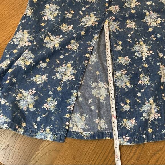 Vintage 90s Liz Claiborne floral denim maxi dress Size large - Picture 11 of 13